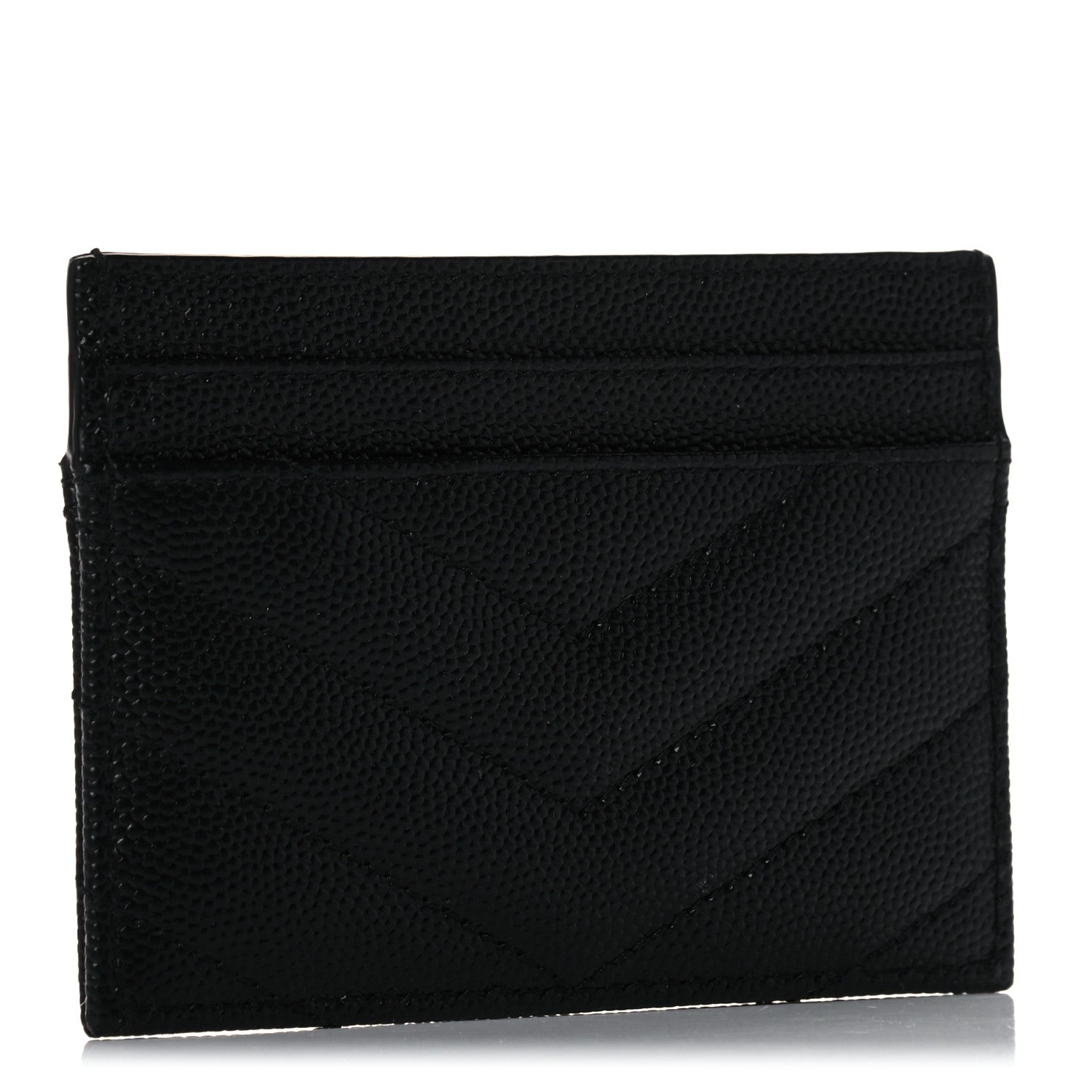 Saint Laurent Grain De Poudre Matelasse Chevron Monogram Credit Card Case Black 3 of 8