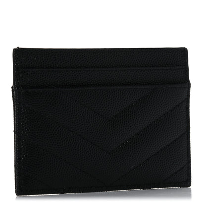 Saint Laurent Grain De Poudre Matelasse Chevron Monogram Credit Card Case Black 3 of 8