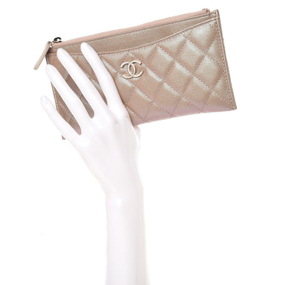 Chanel Iridescent Caviar Quilted Classic Zip Pouch Beige 2 of 8
