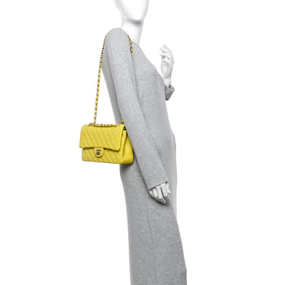 Chanel Caviar Quilted Medium Double Flap Yellow 2 of 10