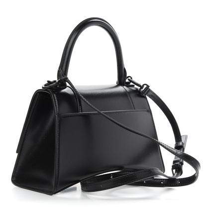 Balenciaga Shiny Box Calfskin Monochrome Small Hourglass Top Handle Bag Black 2 of 7
