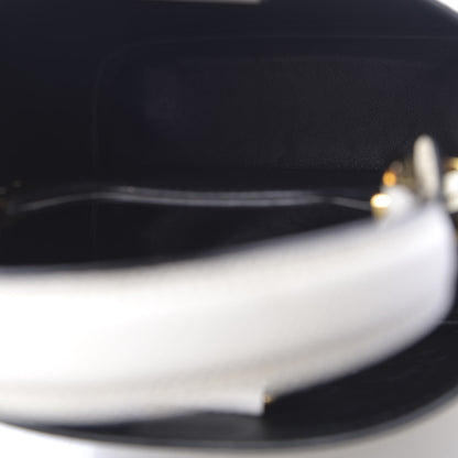 Prada Saffiano Cuir Calfskin Small Panier Bucket Bag White Black 4 of 12