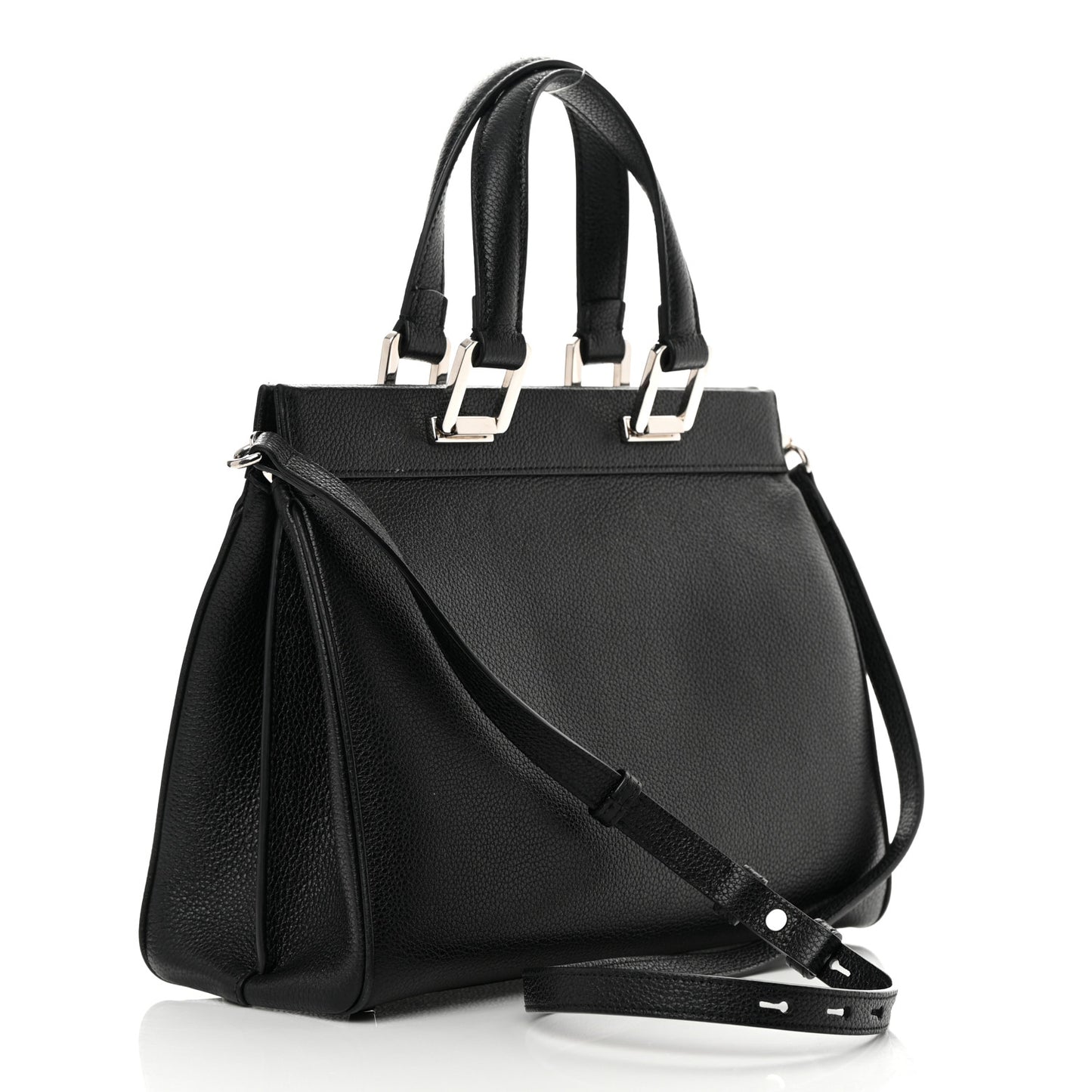 Grainy Calfskin Small Zumi Top Handle Bag Black