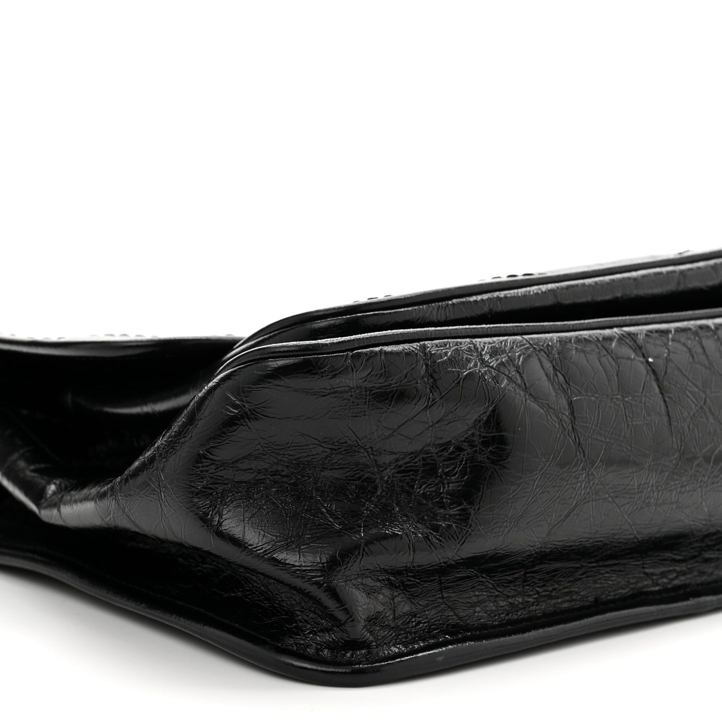 Crinkled Calfskin Matelasse Monogram Medium Niki Chain Satchel Black