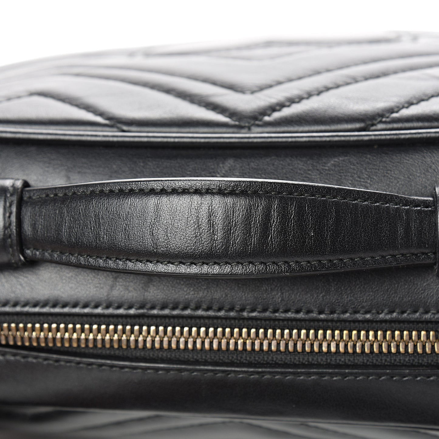 Calfskin Matelasse Sylvie Web Small GG Marmont Top Handle Shoulder Bag Black