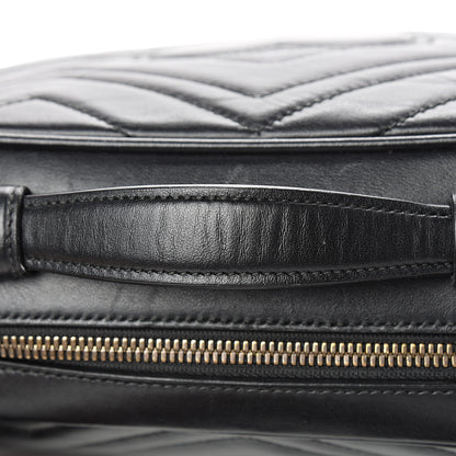 Gucci Calfskin Matelasse Sylvie Web Small GG Marmont Top Handle Shoulder Bag Black 14 of 16