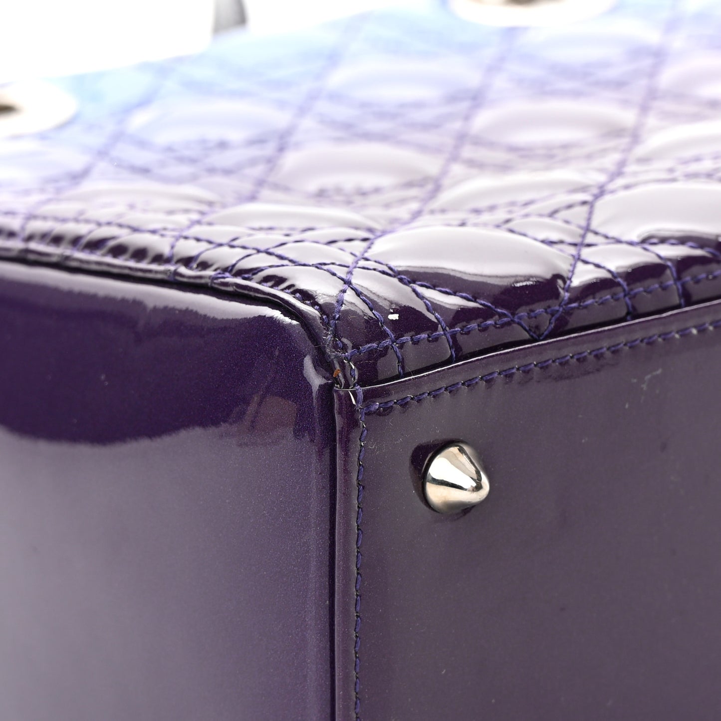 Patent Cannage Gradient Medium Lady Dior Purple Blue