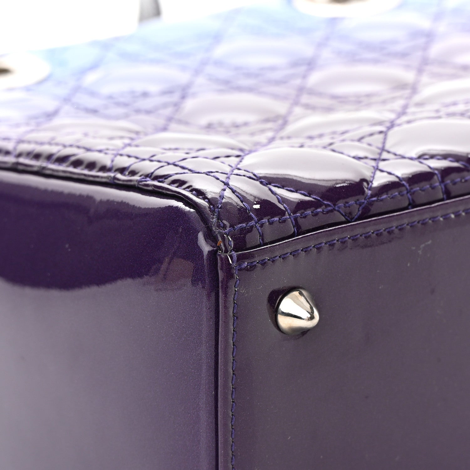 Christian Dior Patent Cannage Gradient Medium Lady Dior Purple Blue 13 of 26