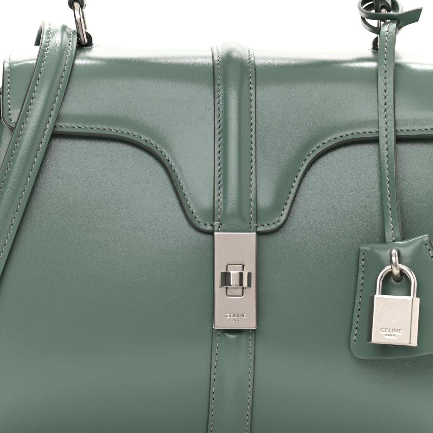 Satinated Calfskin Small 16 Top Handle Bag Celadon