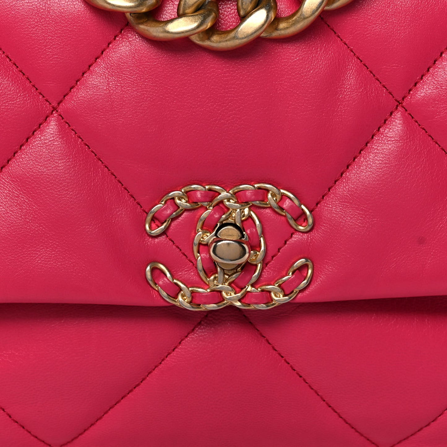 Goatskin Quilted Large Chanel 19 Flap Dark Pink