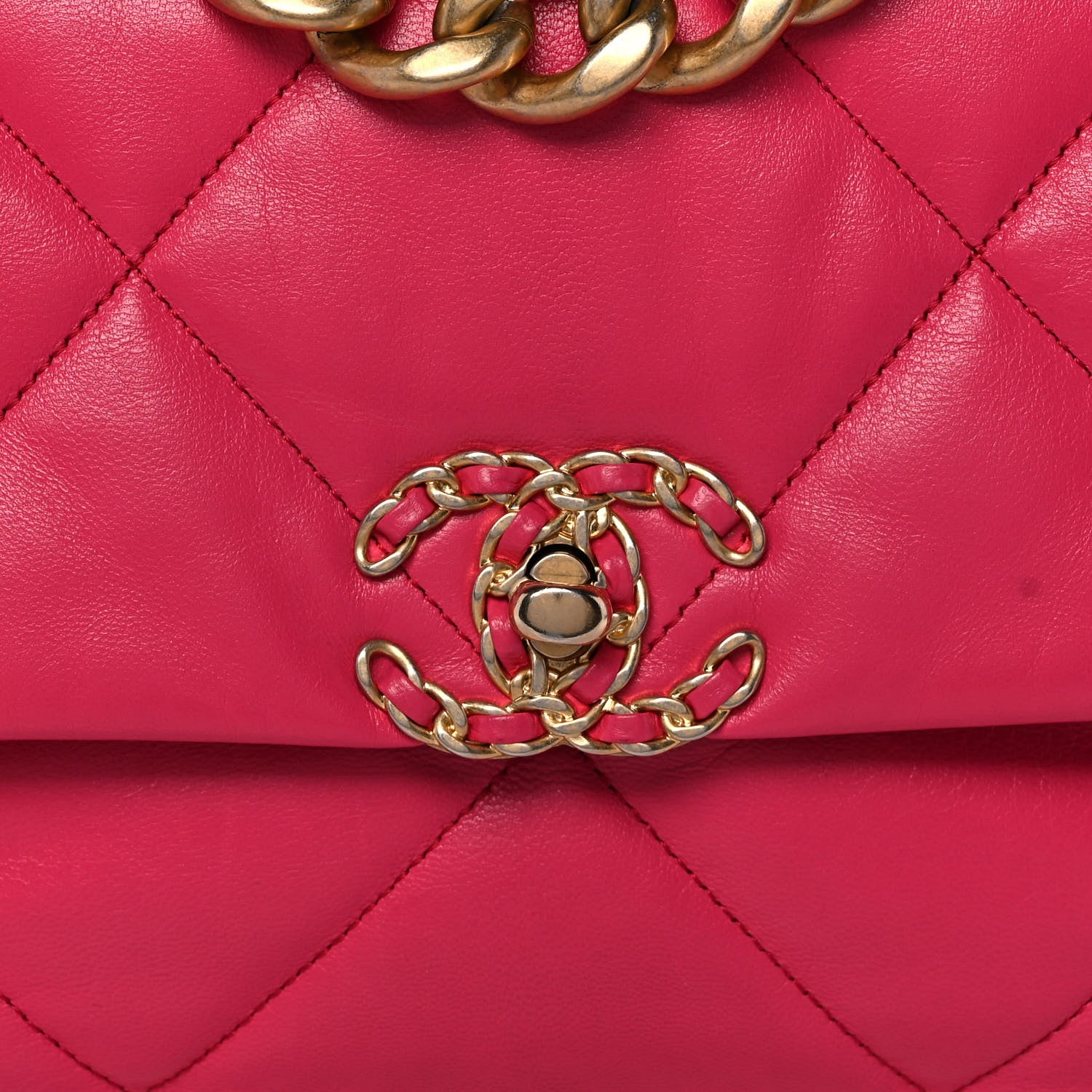 Chanel Goatskin Quilted Large Chanel 19 Flap Dark Pink 12 of 14