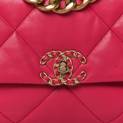 Chanel Goatskin Quilted Large Chanel 19 Flap Dark Pink 12 of 14