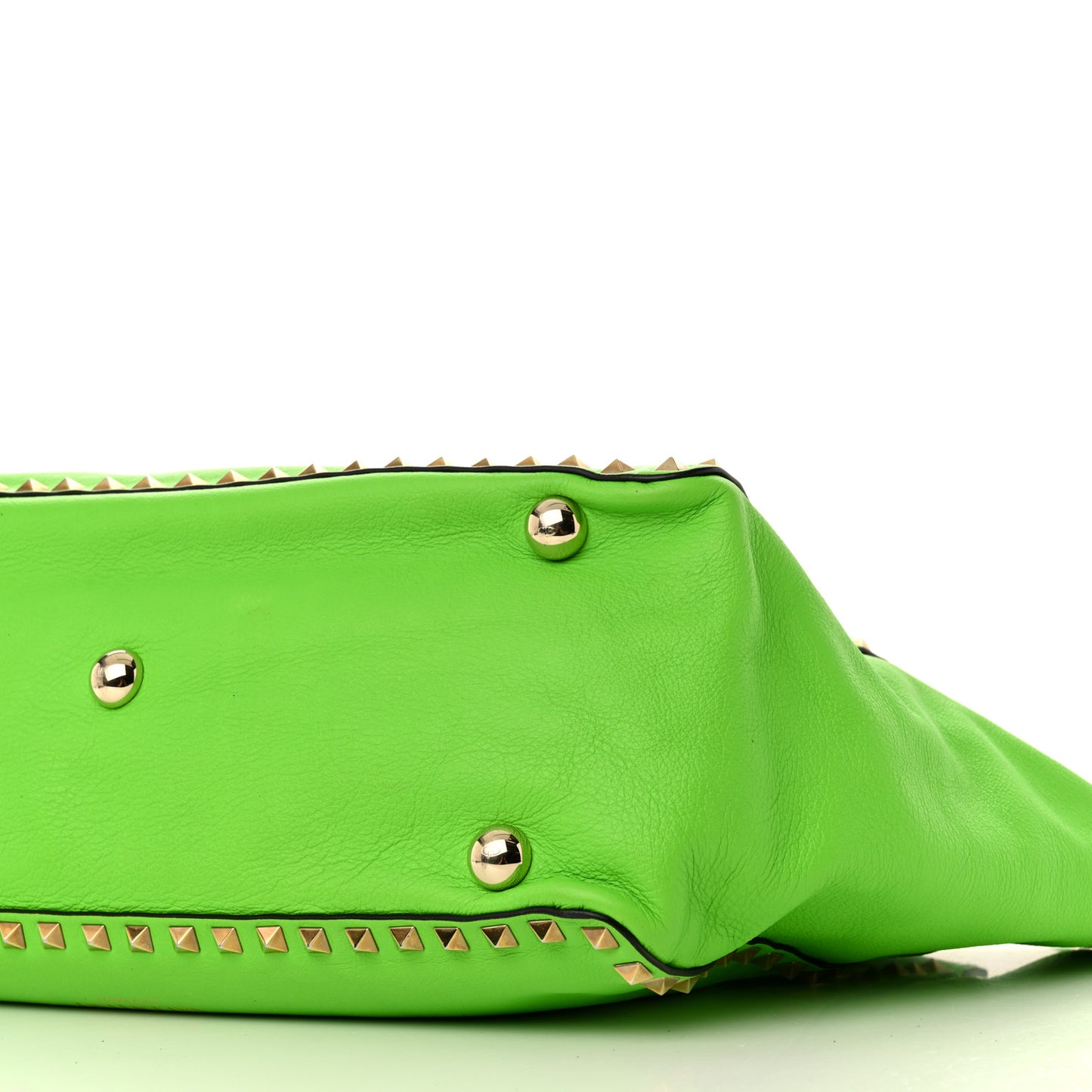 Vitello Medium Rockstud Tote Green Fluo