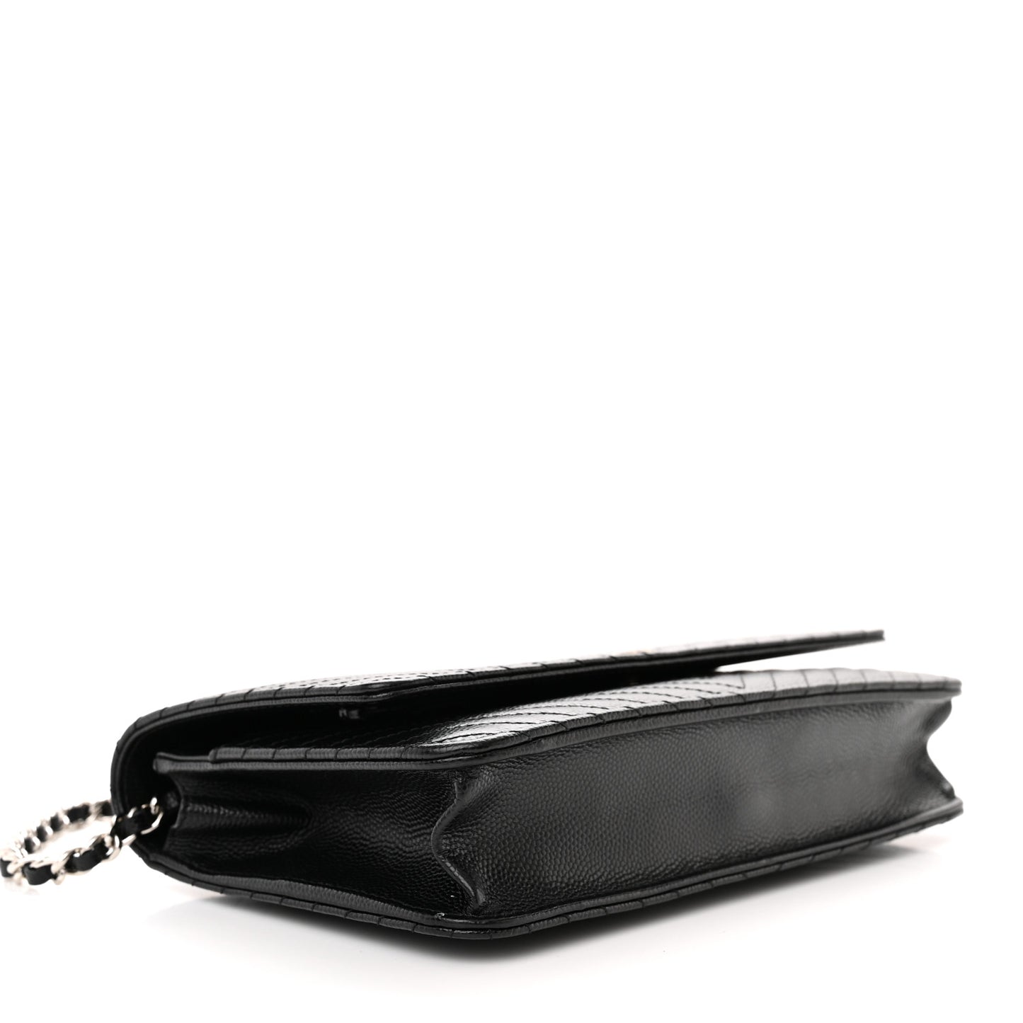 Caviar Chevron Quilted Wallet On Chain WOC Black