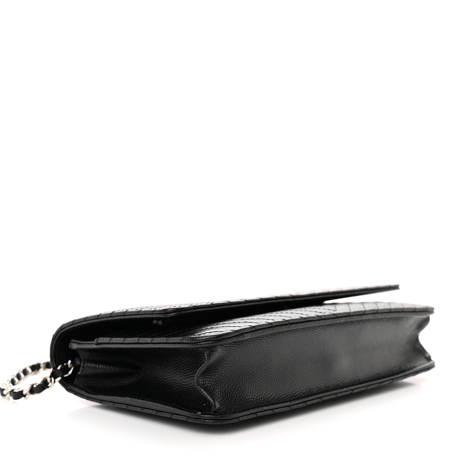 Chanel Caviar Chevron Quilted Wallet On Chain WOC Black 4 of 13