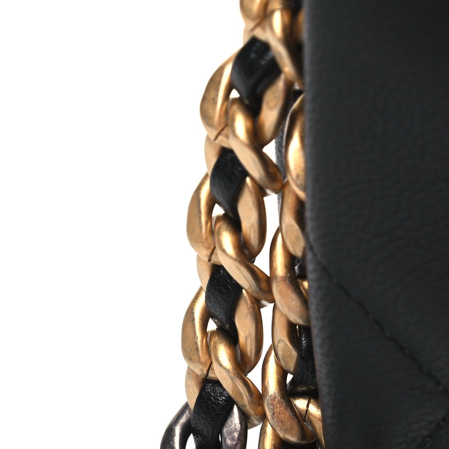 Shiny Goatskin Quilted Small Chanel 19 Pouch With Handle Black