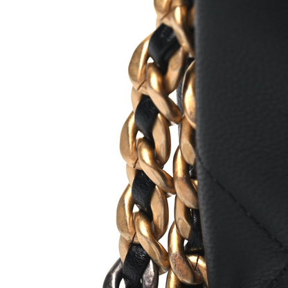 Chanel Shiny Goatskin Quilted Small Chanel 19 Pouch With Handle Black 11 of 11