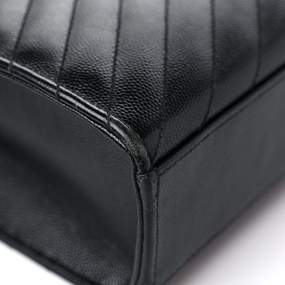Saint Laurent Grain De Poudre Matelasse Chevron Large Monogram Satchel Black 11 of 21