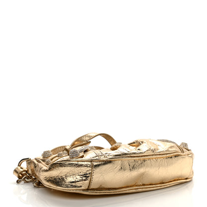 Balenciaga Metallic Arena Agneau Crystal Le Cagole Mini Purse With Chain Light Gold 4 of 11