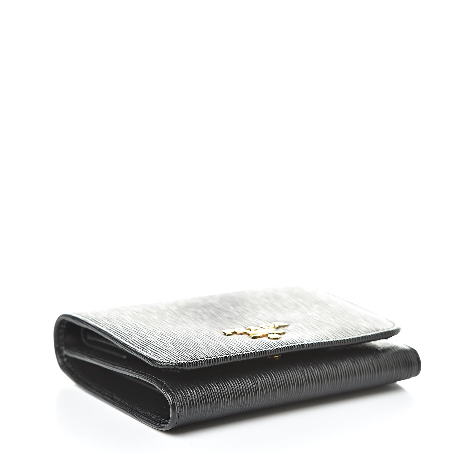 Prada Vitello Move Tri-Fold Compact Wallet Black 4 of 7