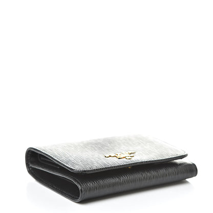 Prada Vitello Move Tri-Fold Compact Wallet Black 4 of 7