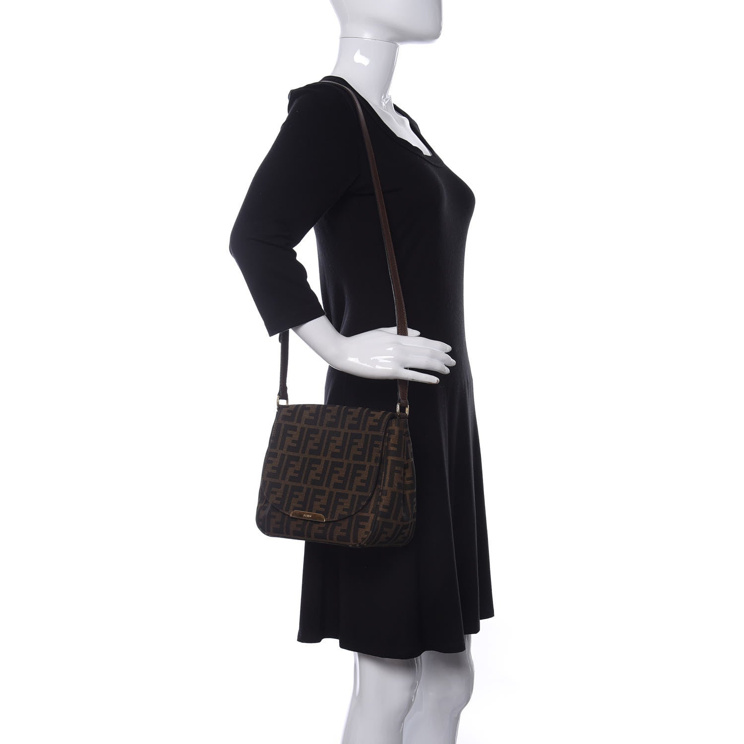 Fendi Zucca Vitello Artic Small Messenger Bag Tobacco Castagna 2 of 10