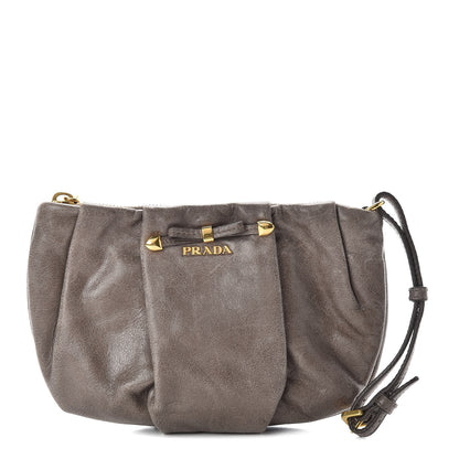 Prada Vitello Shine Mordore Wristlet Clutch Argilla 1 of 7