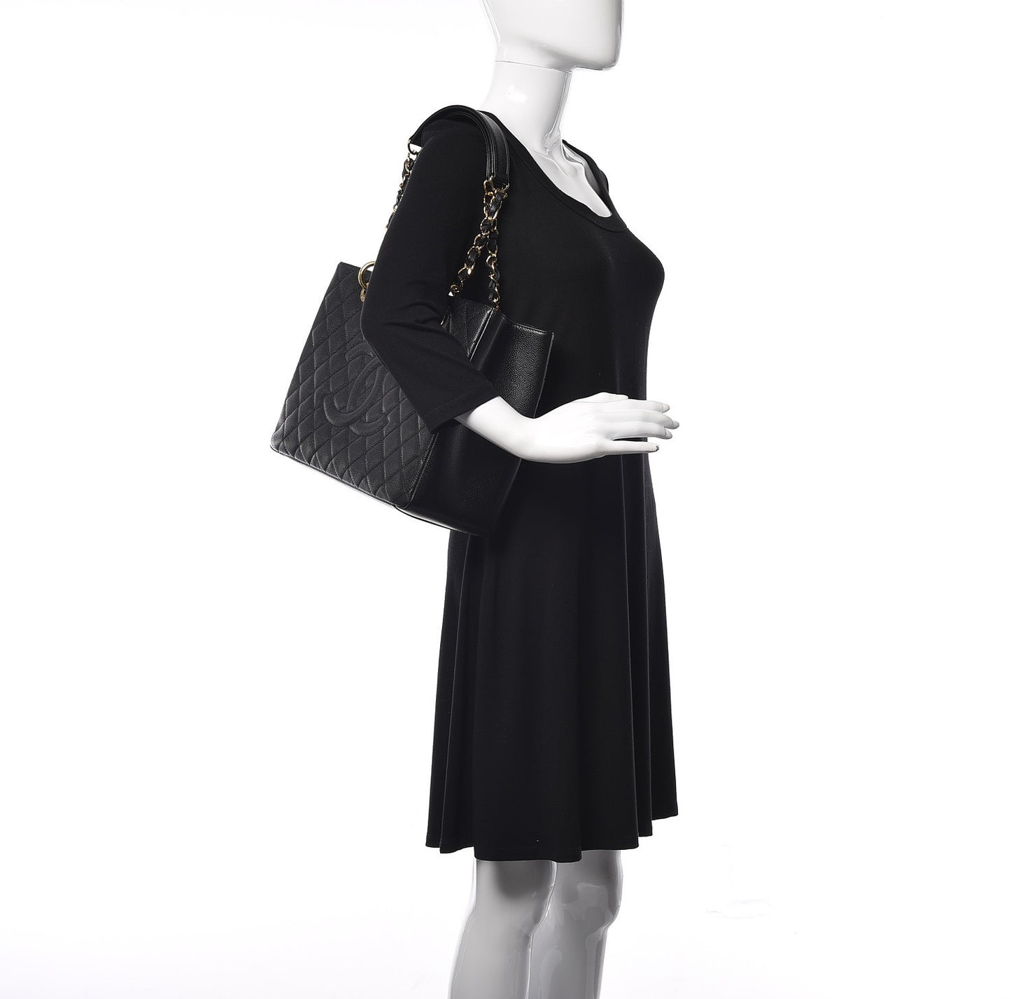 Caviar Quilted Grand Shopping Tote GST Black