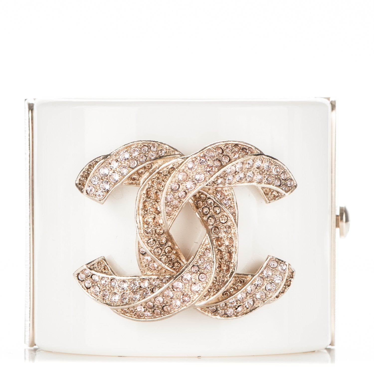 Chanel Resin Crystal CC Cuff White 1 of 4