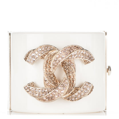 Chanel Resin Crystal CC Cuff White 1 of 4