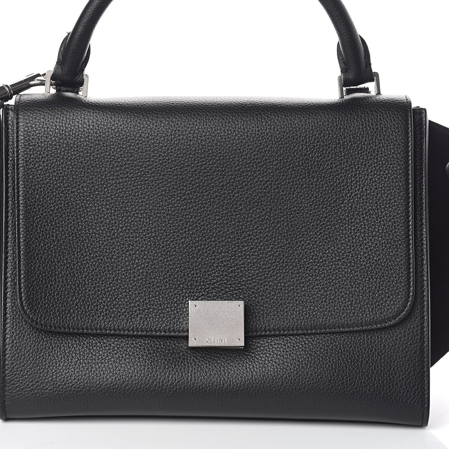 Drummed Calfskin Suede Small Trapeze Black