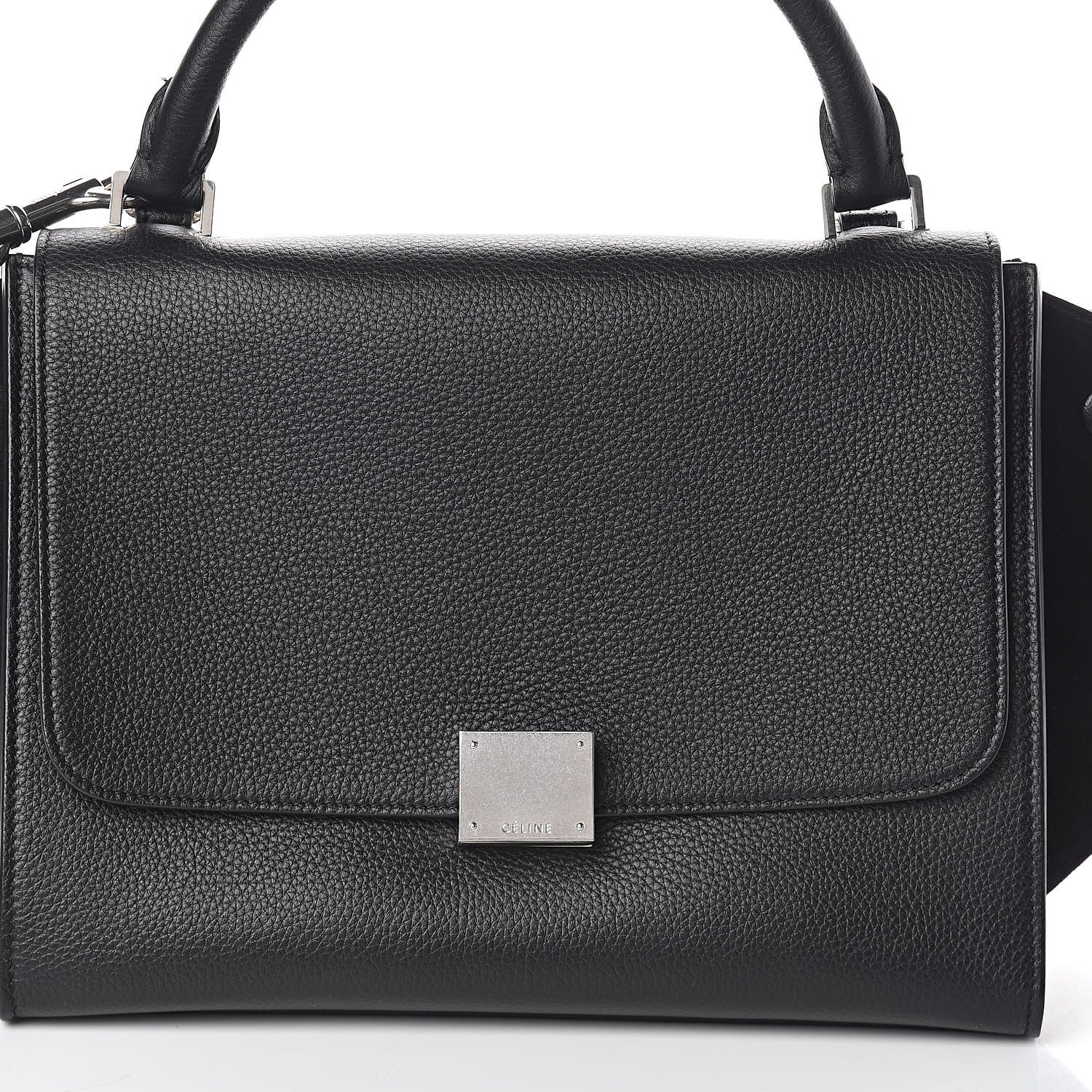 Celine Drummed Calfskin Suede Small Trapeze Black 7 of 9