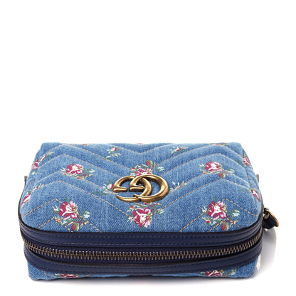 Gucci Denim Matelasse Flora GG Marmont Cosmetic Case Blue 10 of 10