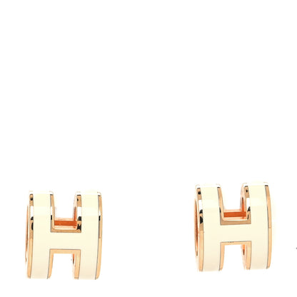 Hermes Rose Gold Lacquered Mini Pop H Earrings White 1 of 5