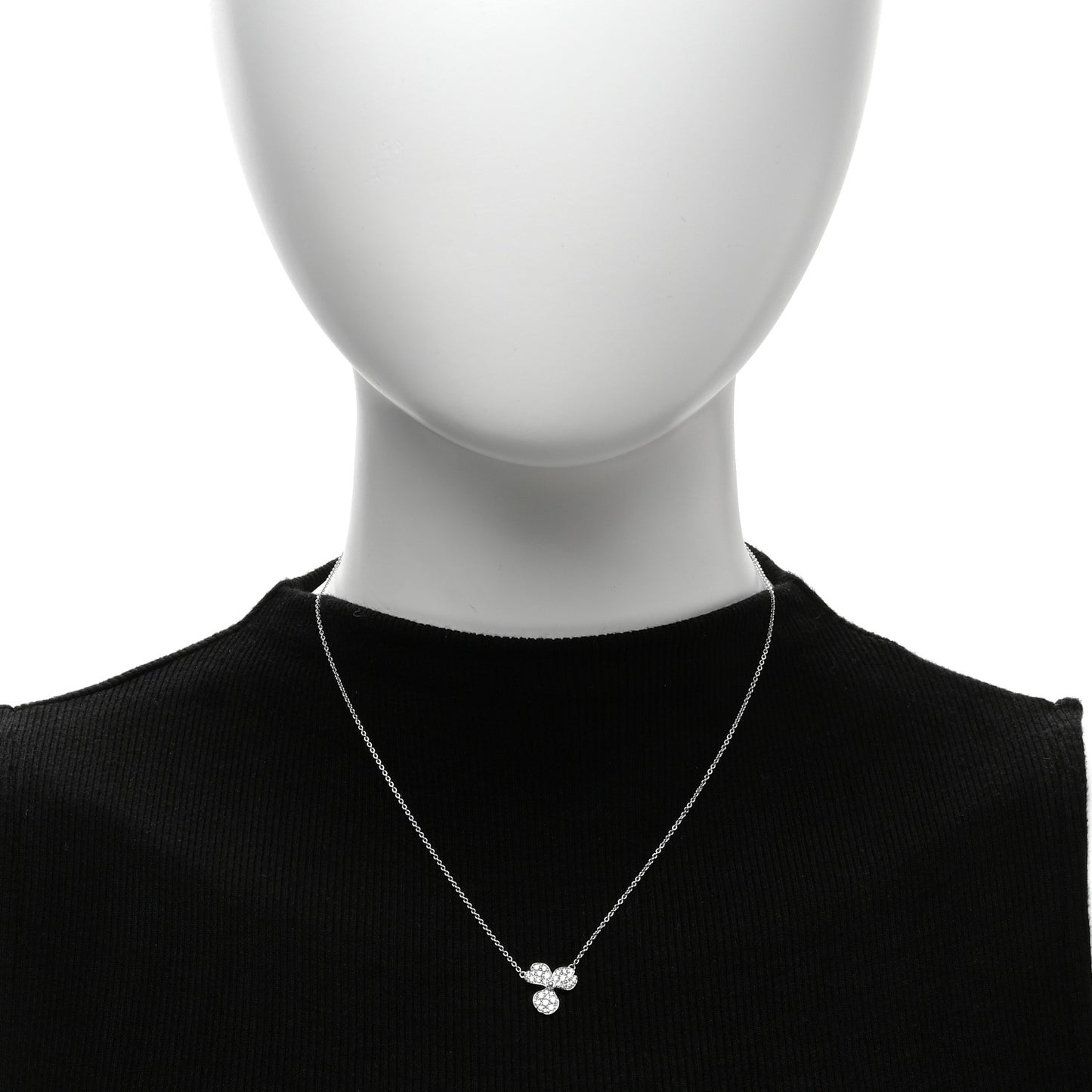 Platinum Diamond Paper Flowers Pave Pendant Necklace