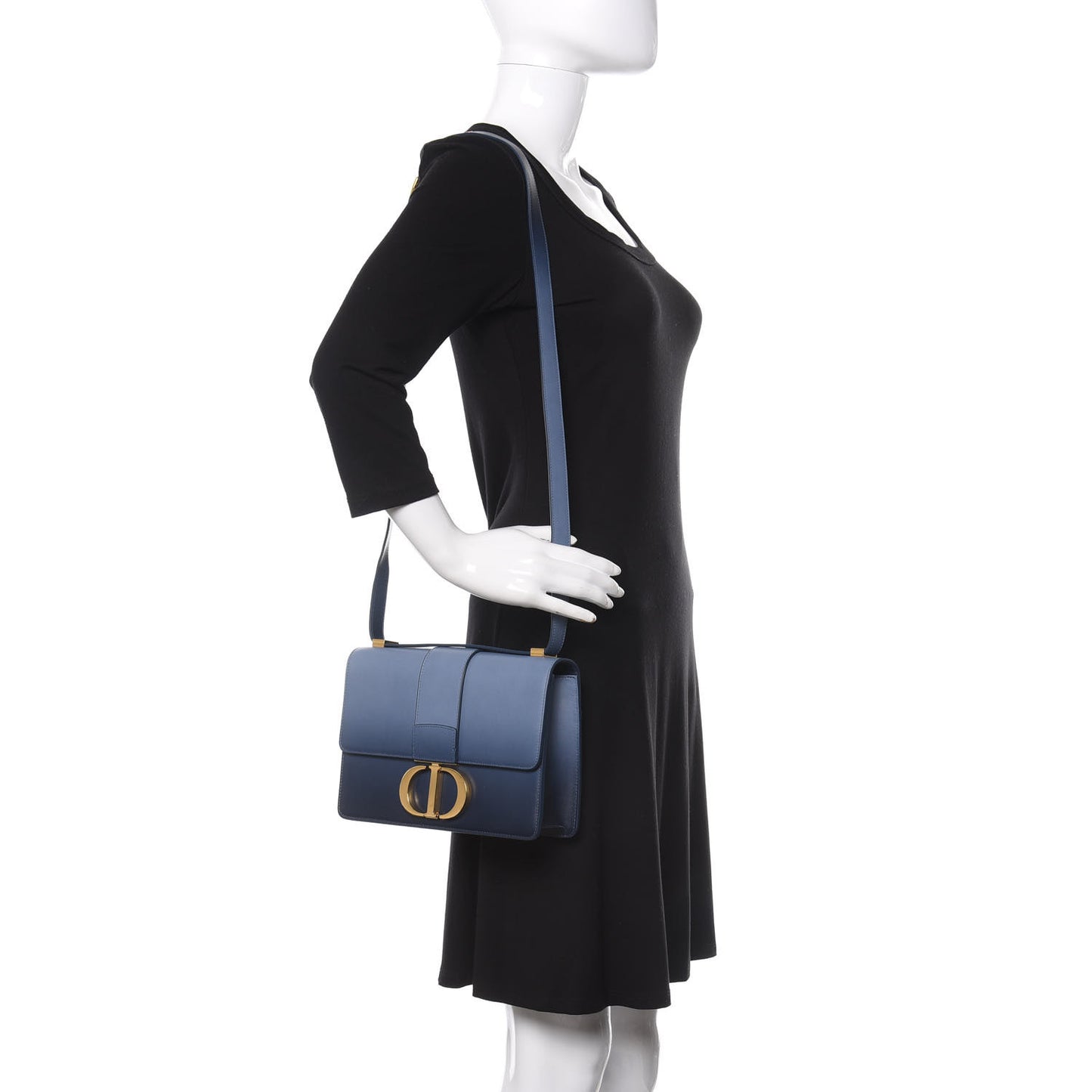 Smooth Calfskin Gradient 30 Montaigne Flap Bag Indigo Blue