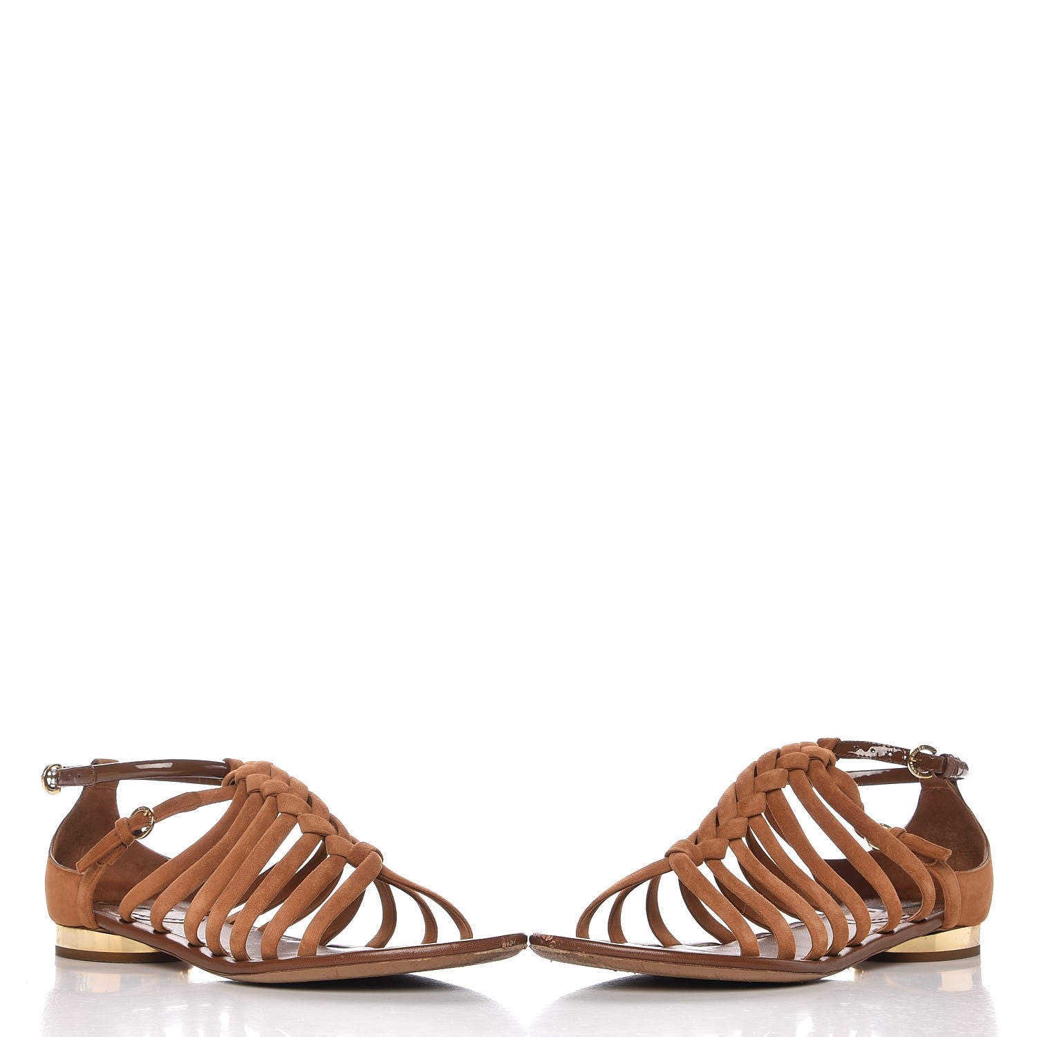 Louis Vuitton Suede Caged Flat Sandals 38.5 Tan 5 of 13