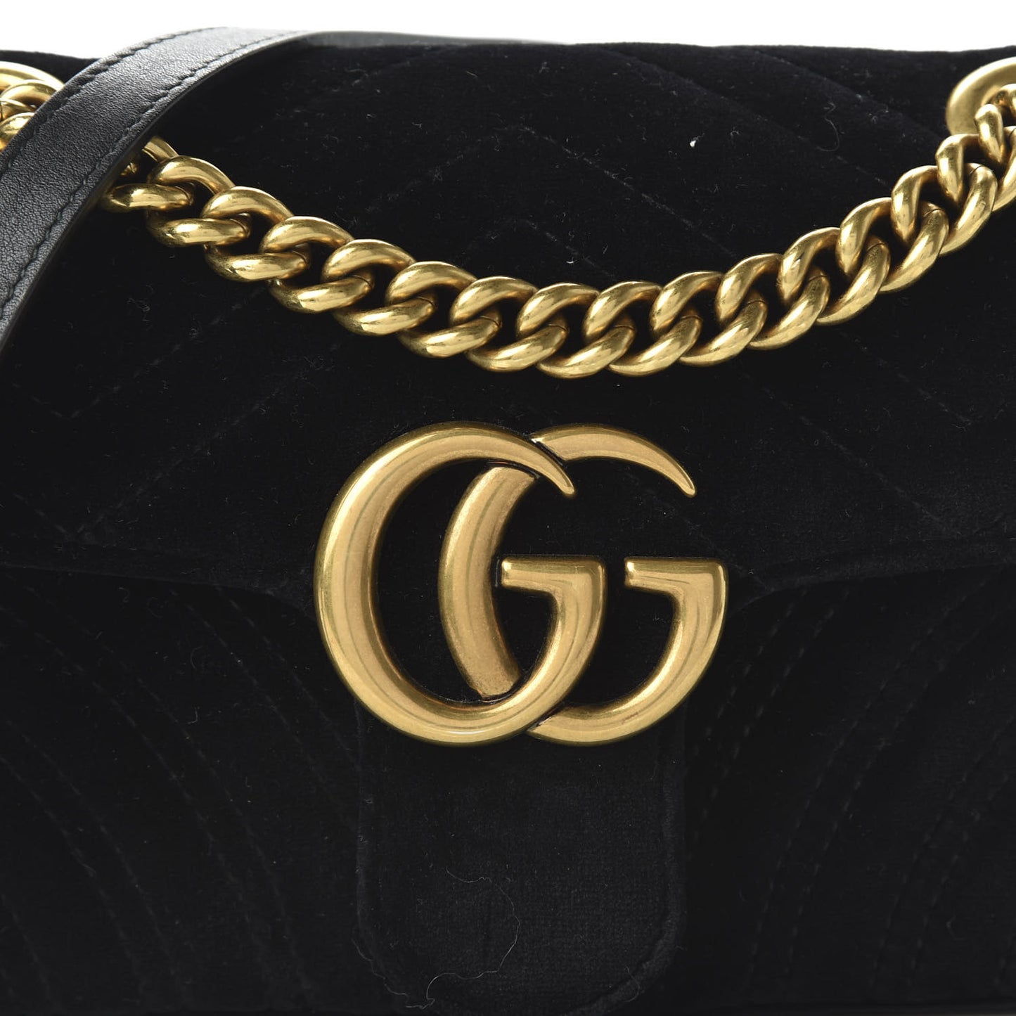 Velvet Matelasse Mini GG Marmont Shoulder Bag Black