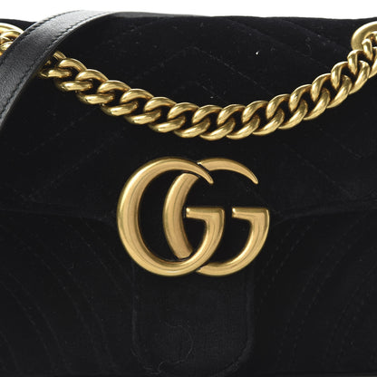 Gucci Velvet Matelasse Mini GG Marmont Shoulder Bag Black 10 of 10