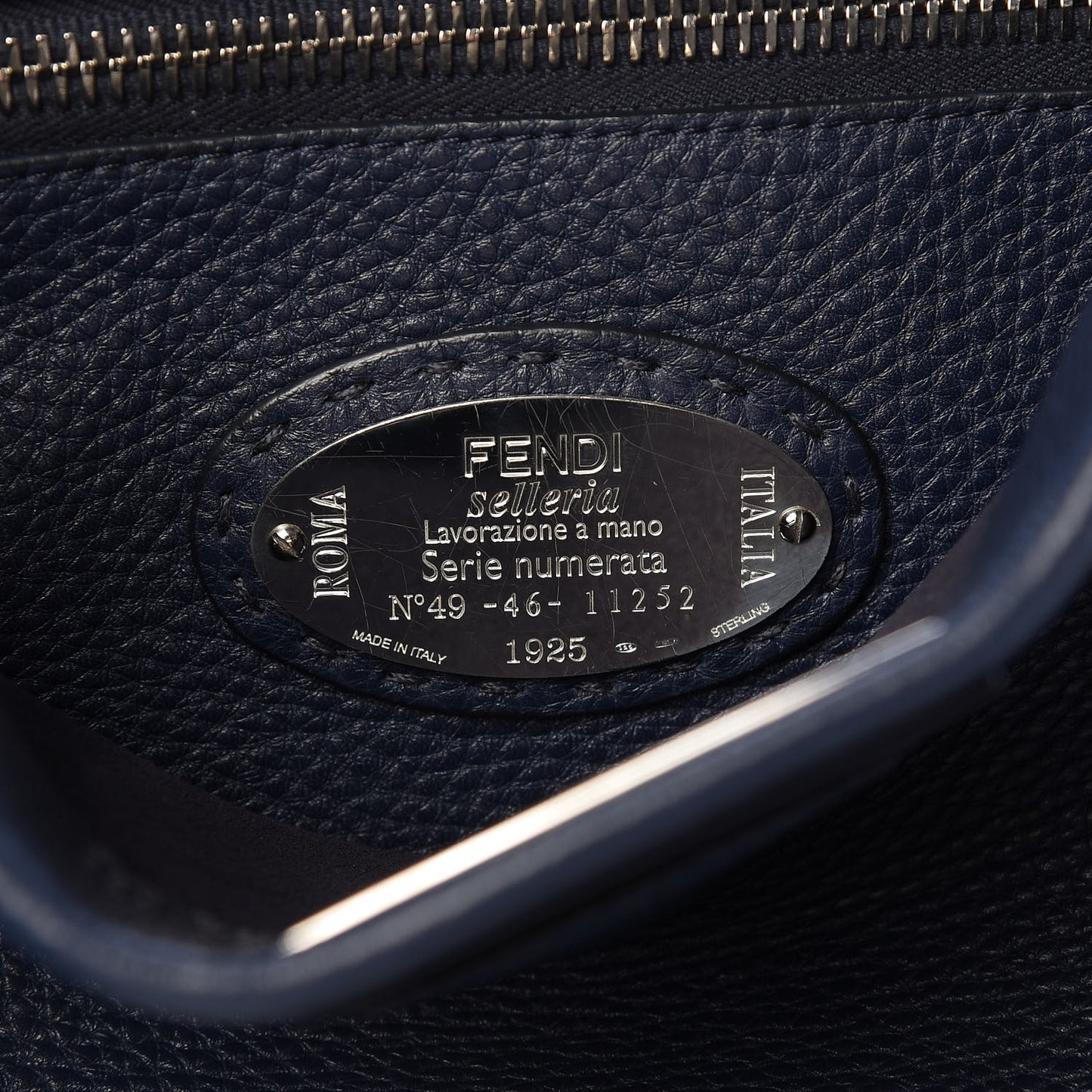 Cuoio Romano Selleria Medium Peekaboo Iconic Satchel Blue Notte