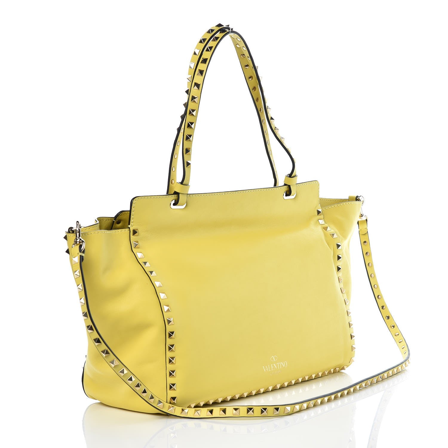 Valentino Garavani Vitello Medium Rockstud Tote Yellow 1 of 7