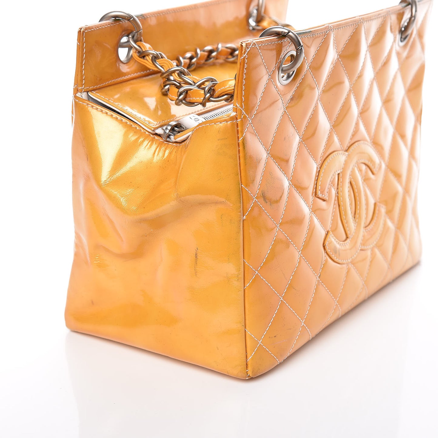 Patent Quilted Petit Timeless Tote PTT Yellow
