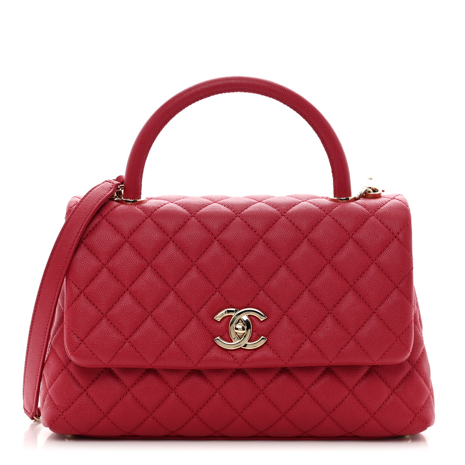 Chanel Caviar Quilted Small Coco Handle Flap Dark Pink 1 of 10