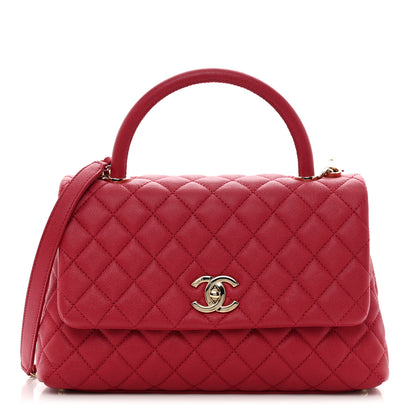 Chanel Caviar Quilted Small Coco Handle Flap Dark Pink 1 of 10