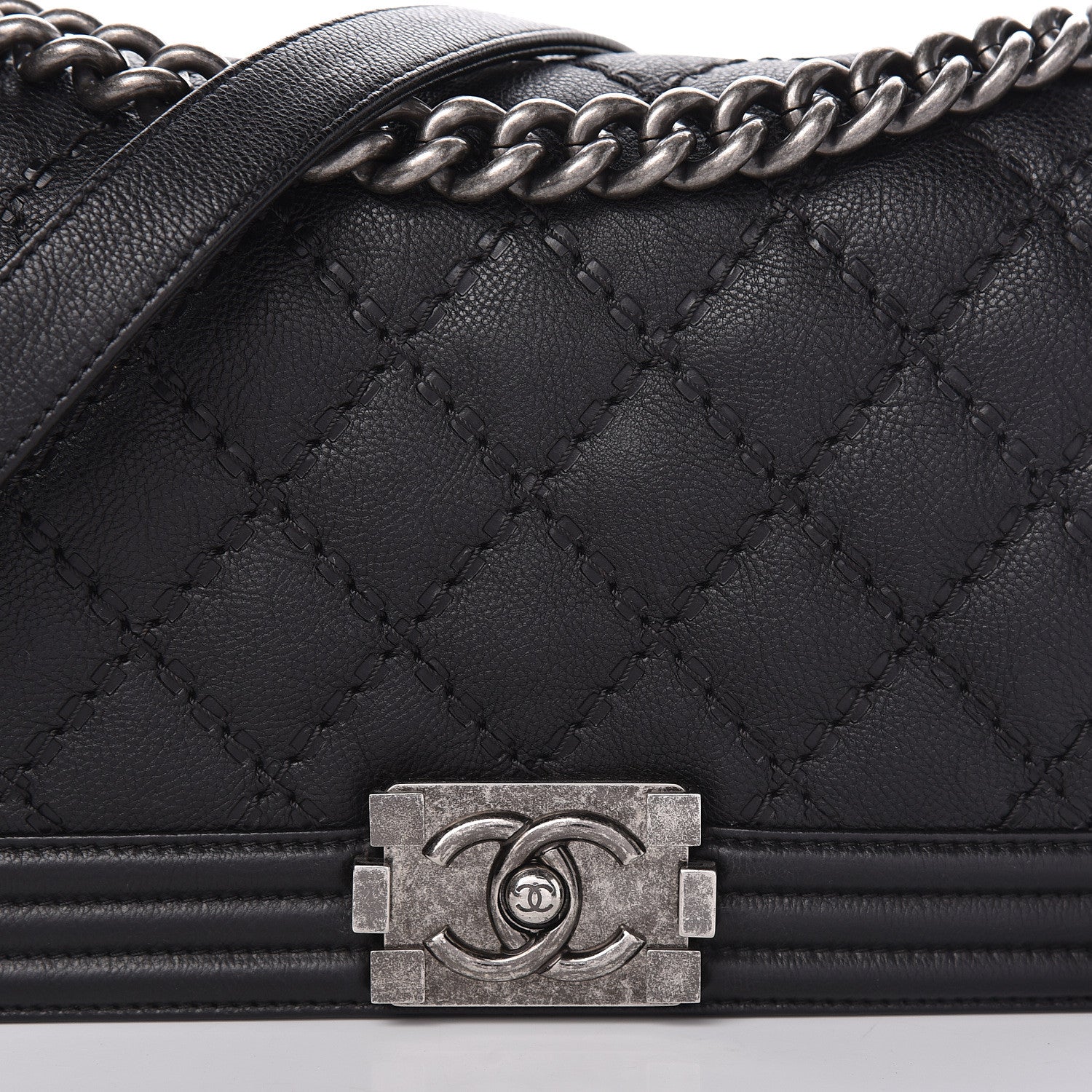 Chanel Calfskin Double Stitch Medium Boy Flap Black 8 of 11