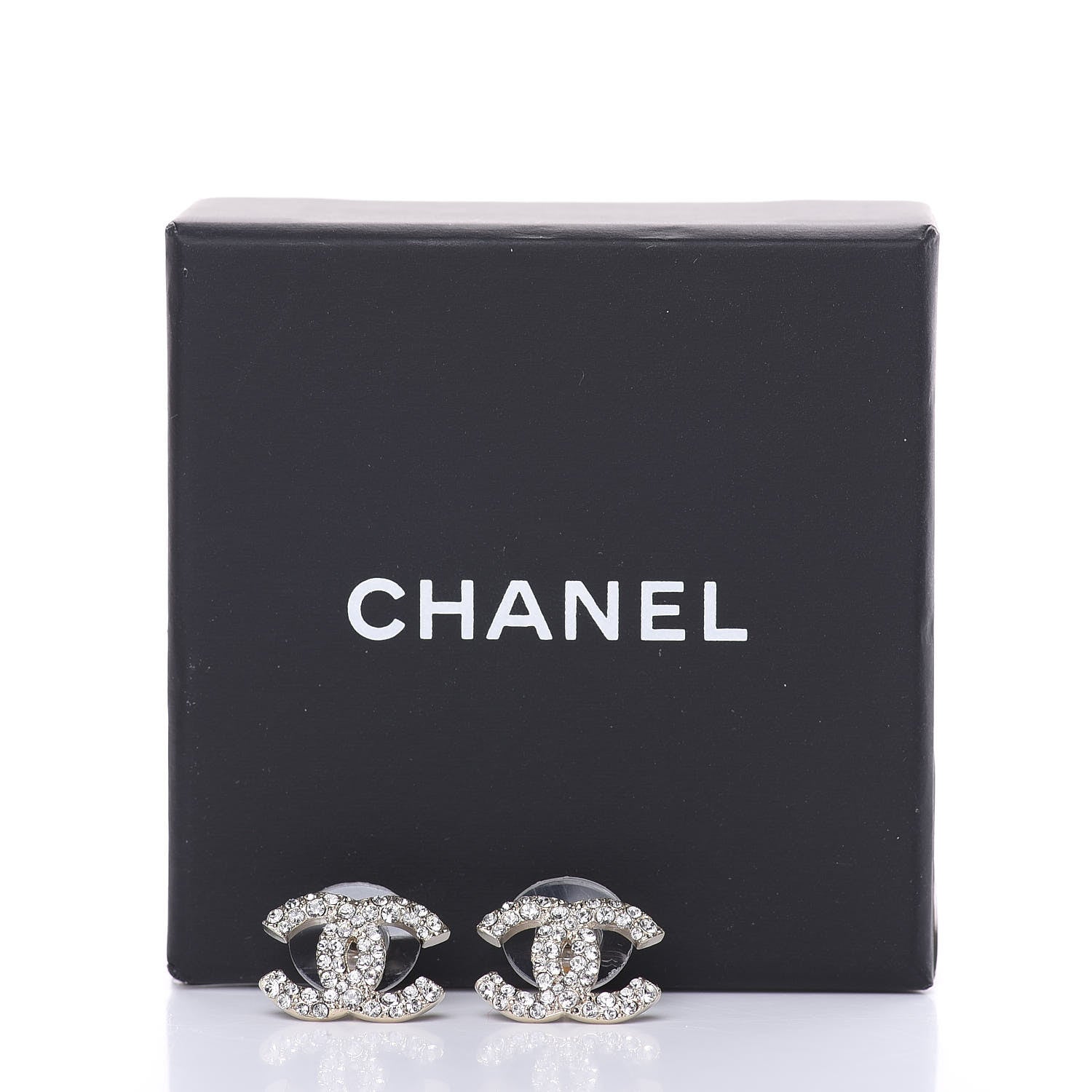 Chanel Crystal CC First Class Stud Earrings Gold 5 of 5
