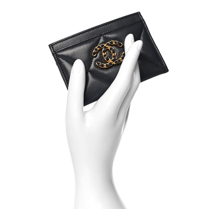 Chanel Lambskin Quilted Chanel 19 Card Holder Dark Grey 2 of 9