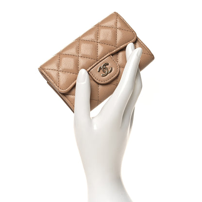 Chanel Caviar Quilted Flap Card Holder Wallet Beige 2 of 9