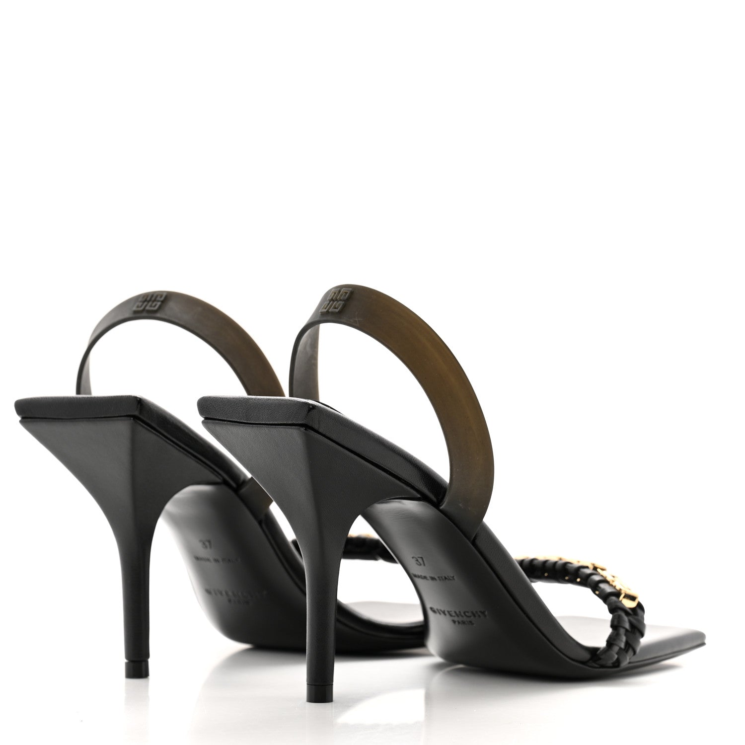 Givenchy Nappa Polyurethane G Woven Slingback 90mm Sandals 37 Black 5 of 10