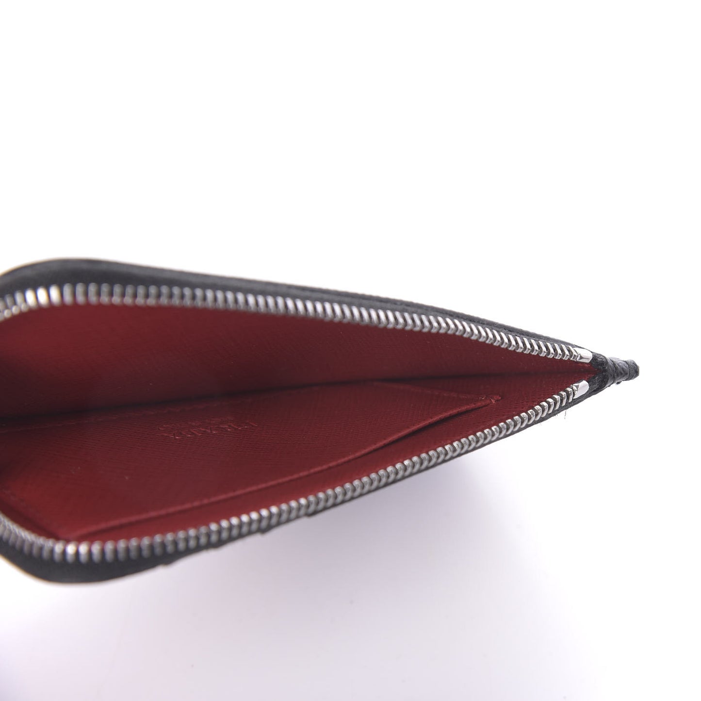 Saffiano Metal Zip Card Holder Black